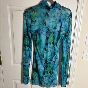 SHEIN Blue and Green Mini Dress